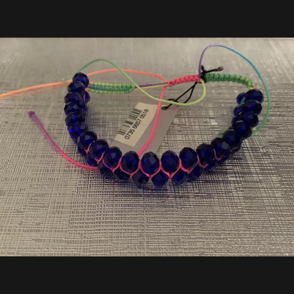 New Girls Alexia Crawford Glass Braided Friendship Bracelet Purple Pink Neon Grn